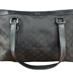 Gucci Black Leather Trim GG Canvas Abbey Zip Tote Bag