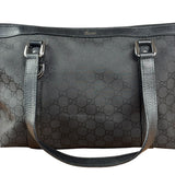 Gucci Black Leather Trim GG Canvas Abbey Zip Tote Bag