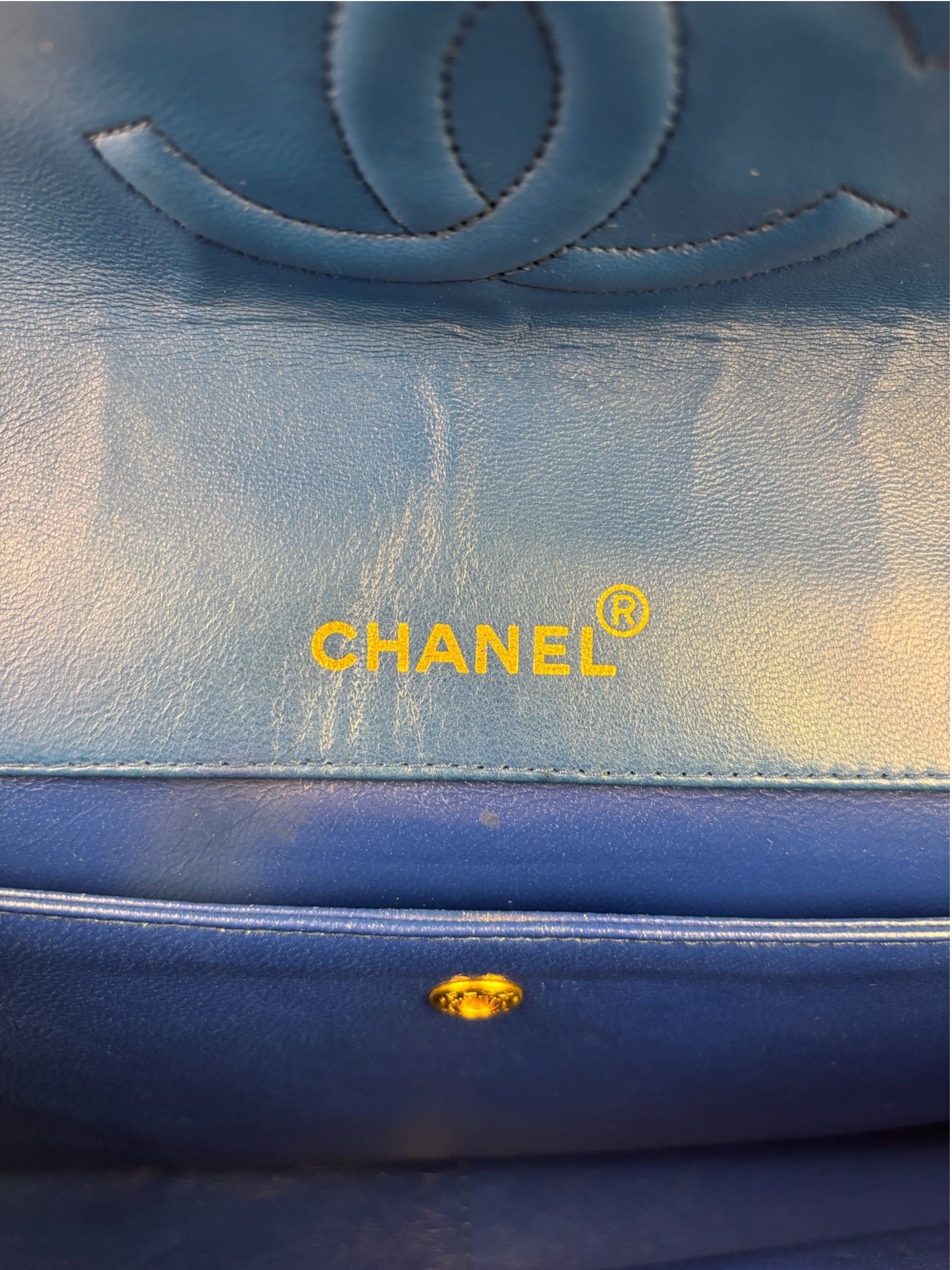Chanel Vintage Blue Lambskin Flap Bag 1989
