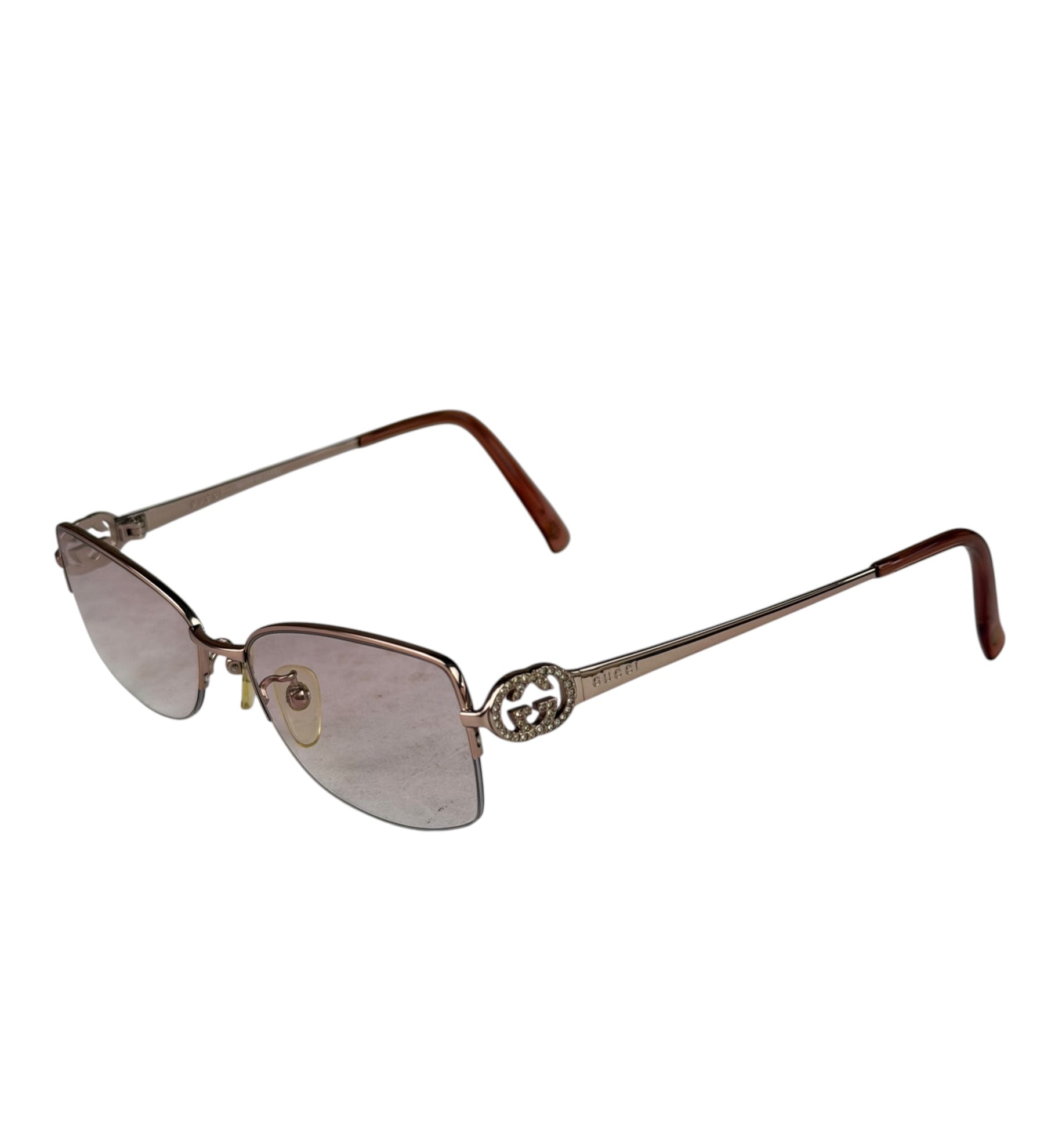 Gucci GG Rose Pink Tint Semi-Rimless Eyeglasses