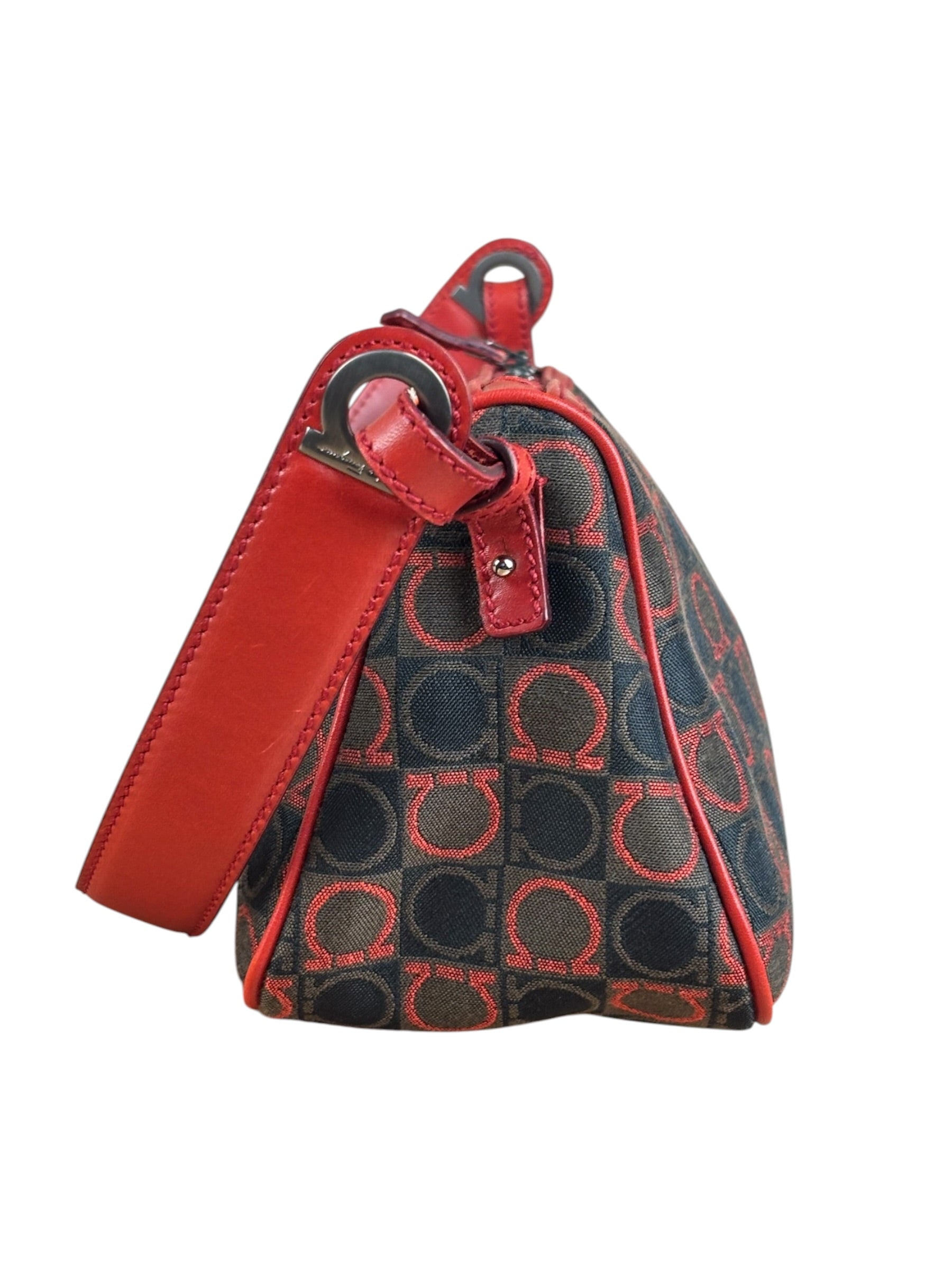 Salvatore Ferragamo Multicolor Leather Trim Monogram Gancini Pochette