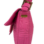 Fendi Pink Leather Logo Embossed Baguette