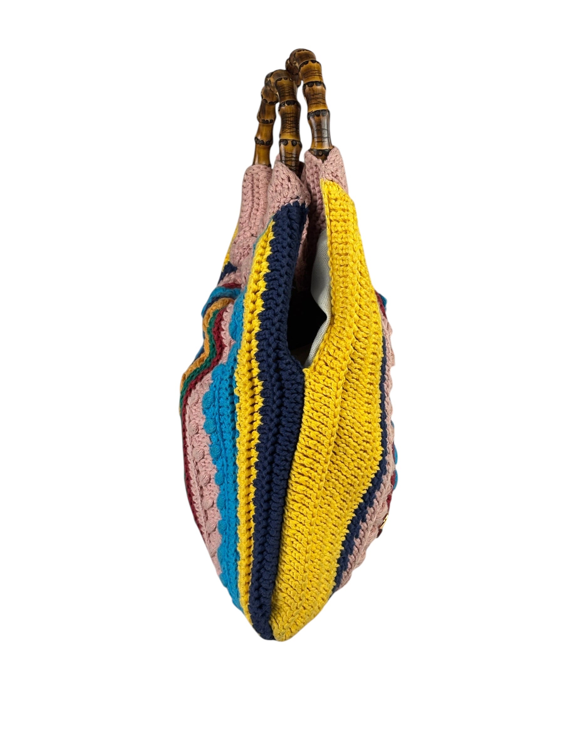 Gucci Horsebit Striped Crochet Tote Bag