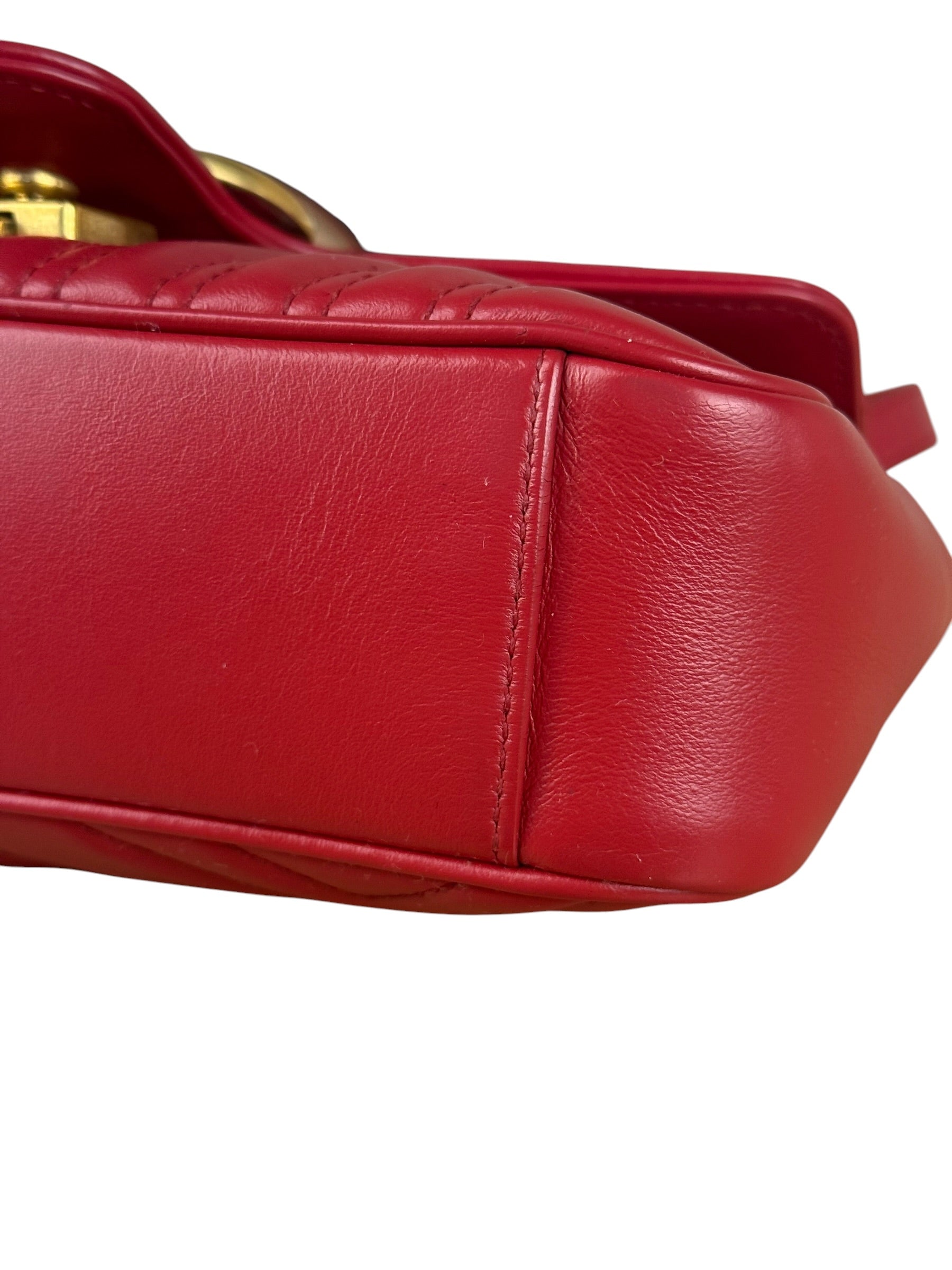 Gucci GG Red Marmont Matelasse Shoulder Bag