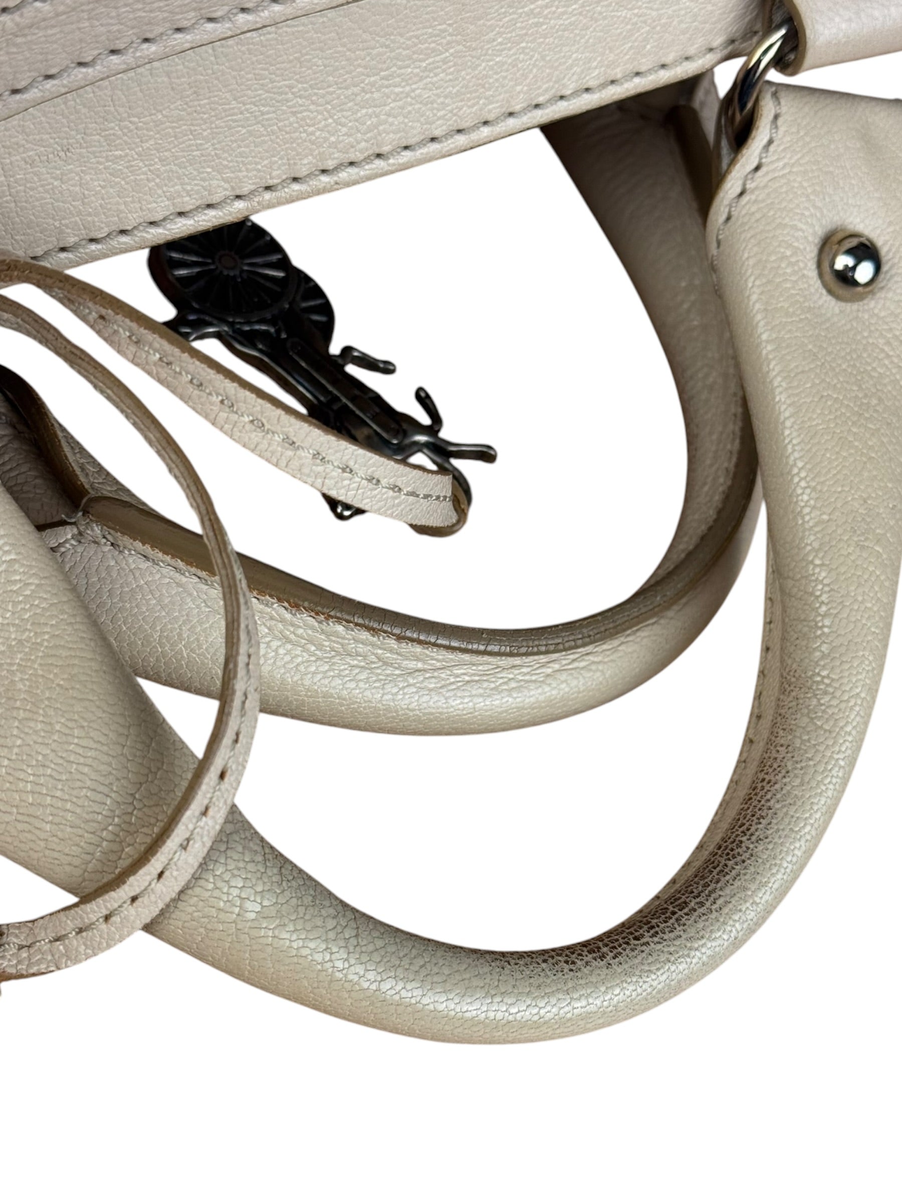 Celine Vintage Ivory Leather Boogie Handbag