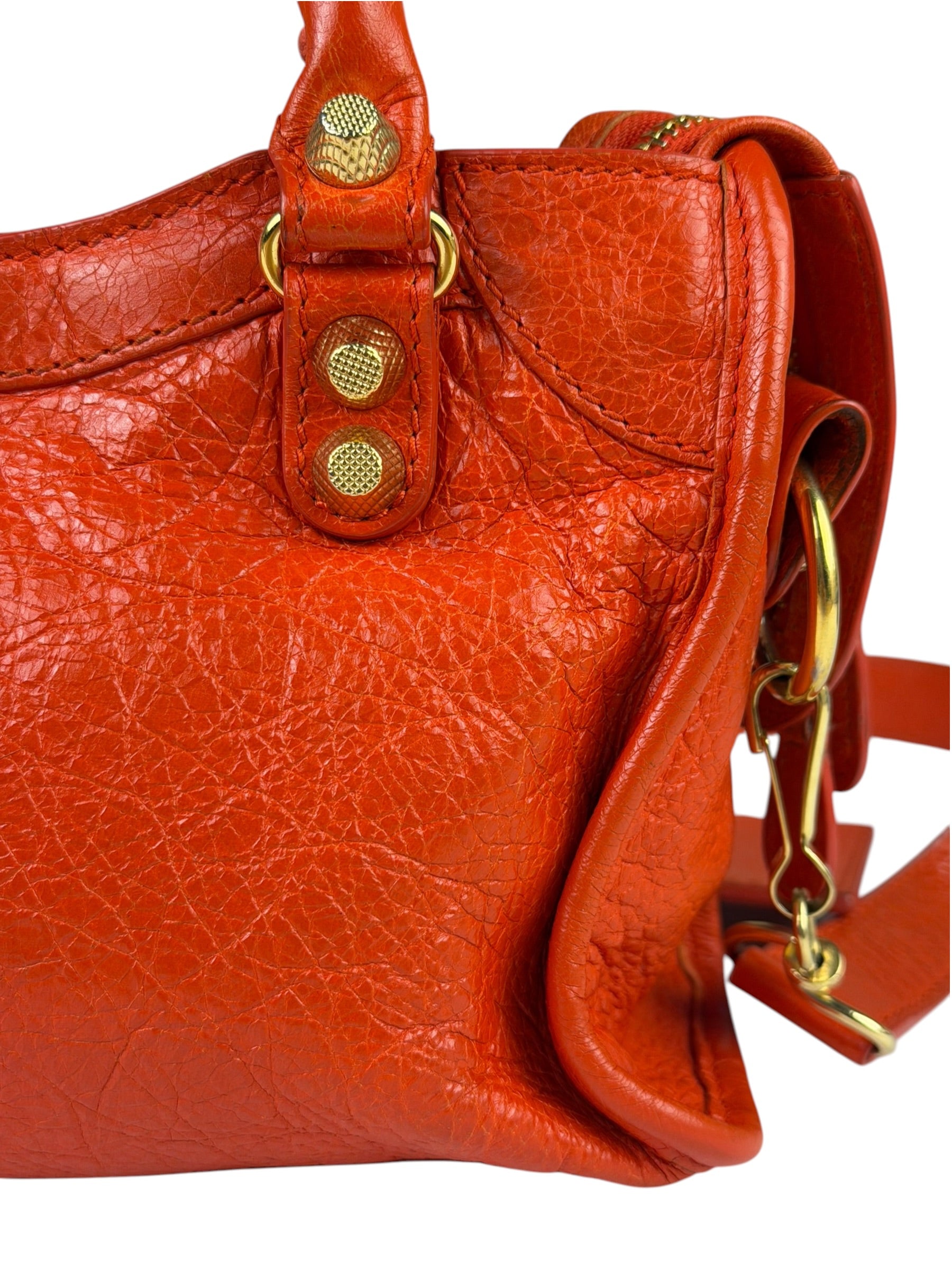 Balenciaga Red Leather Mini City Bag