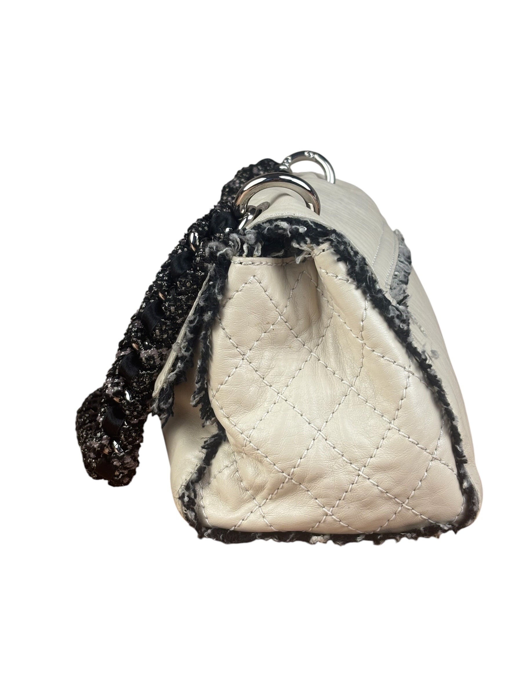 Chanel White Leather Mini Flap Shoulder Bag 1992