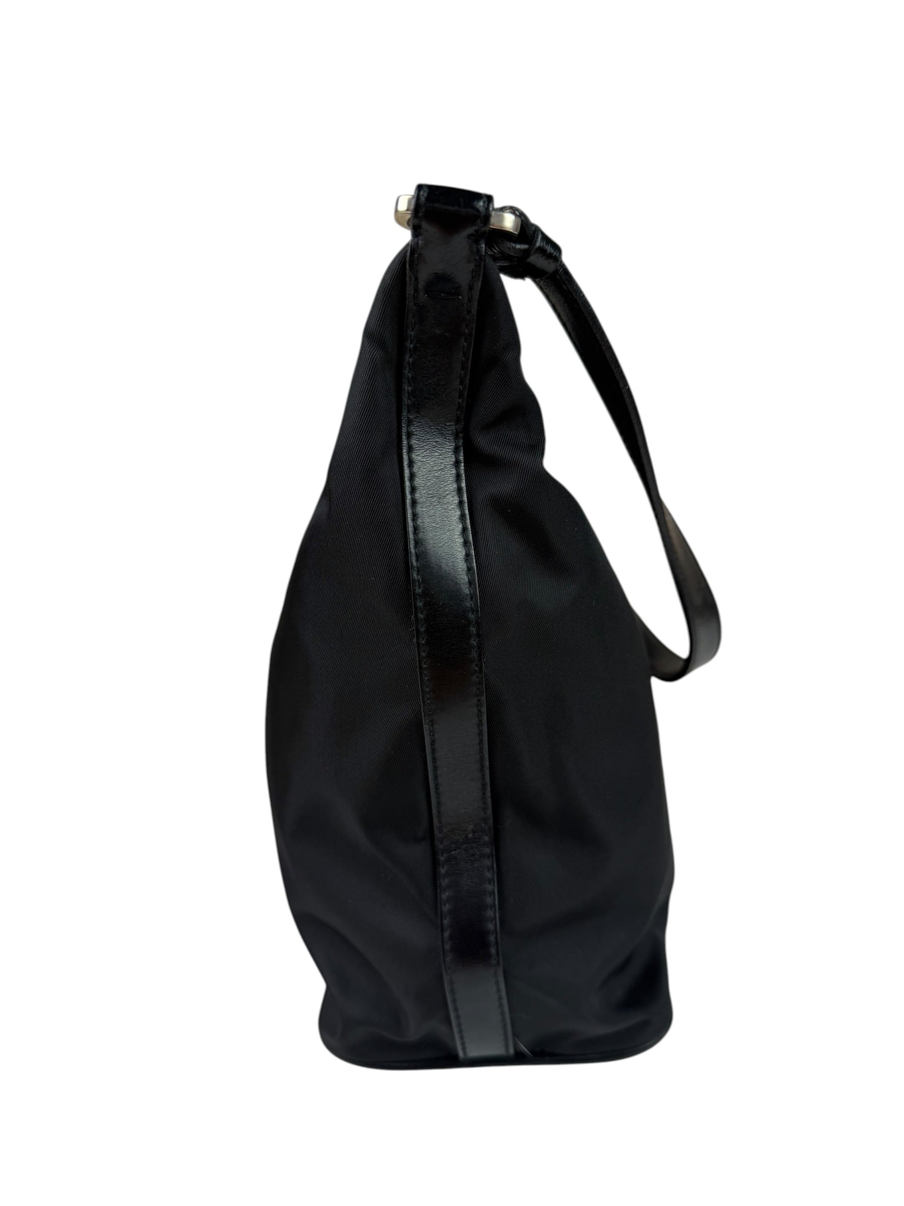 Prada Black Leather Trim/Tessuto Nylon  Shoulder Bag