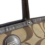 Coach Brown Leather Trim Signature Canvas Tote Bag