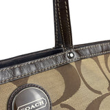 Coach Brown Leather Trim Signature Canvas Tote Bag