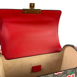 Gucci Red/Beige Leather GG Apple Print Padlock Bamboo Handbag