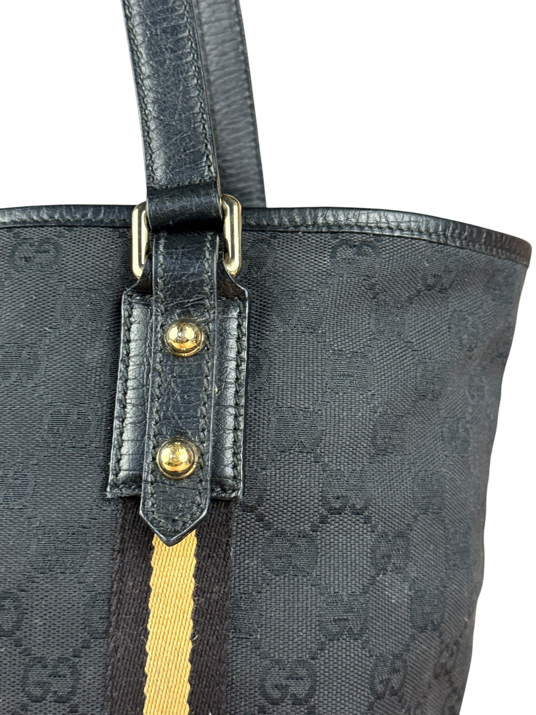 Gucci GG Vintage Black Canvas Shoulder Tote