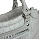 Balenciaga White Crocodile-Embossed Leather Two-Way Bag