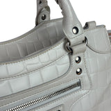 Balenciaga White Crocodile-Embossed Leather Two-Way Bag