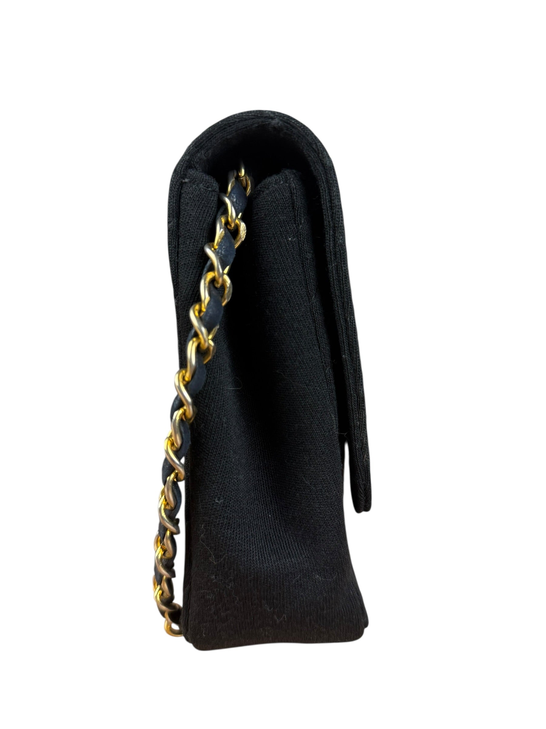 Chanel Vintage Black Cotton Quilted Flap Bag