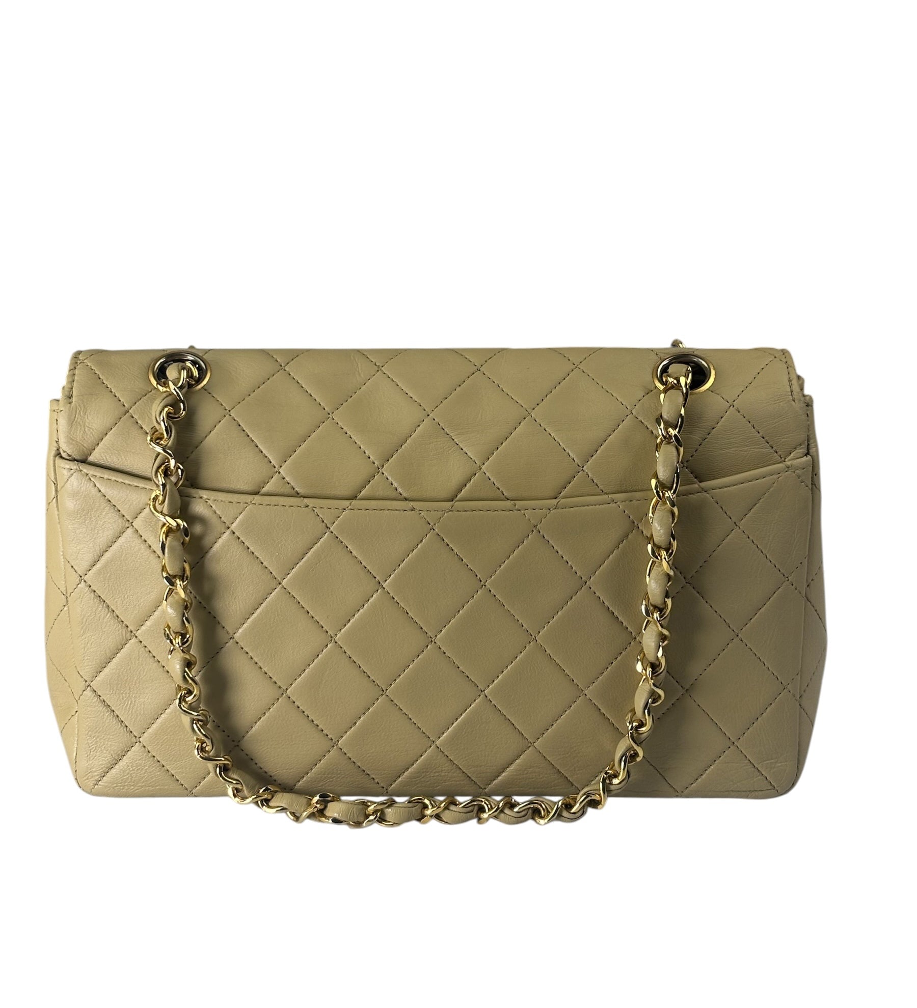 Chanel Vintage Beige Quilted Leather Diana Flap Bag 1989