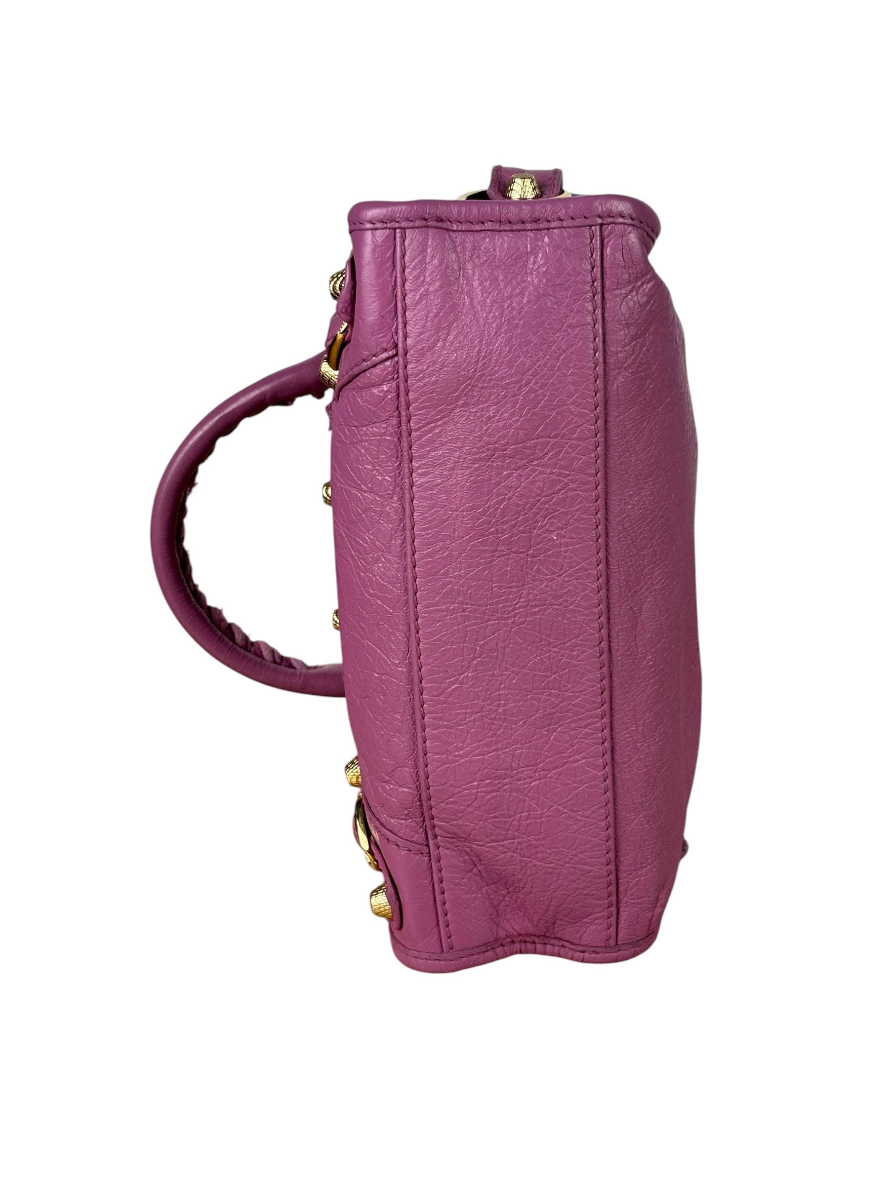 Balenciaga Purple Leather Velo Moto Two-Way Bag