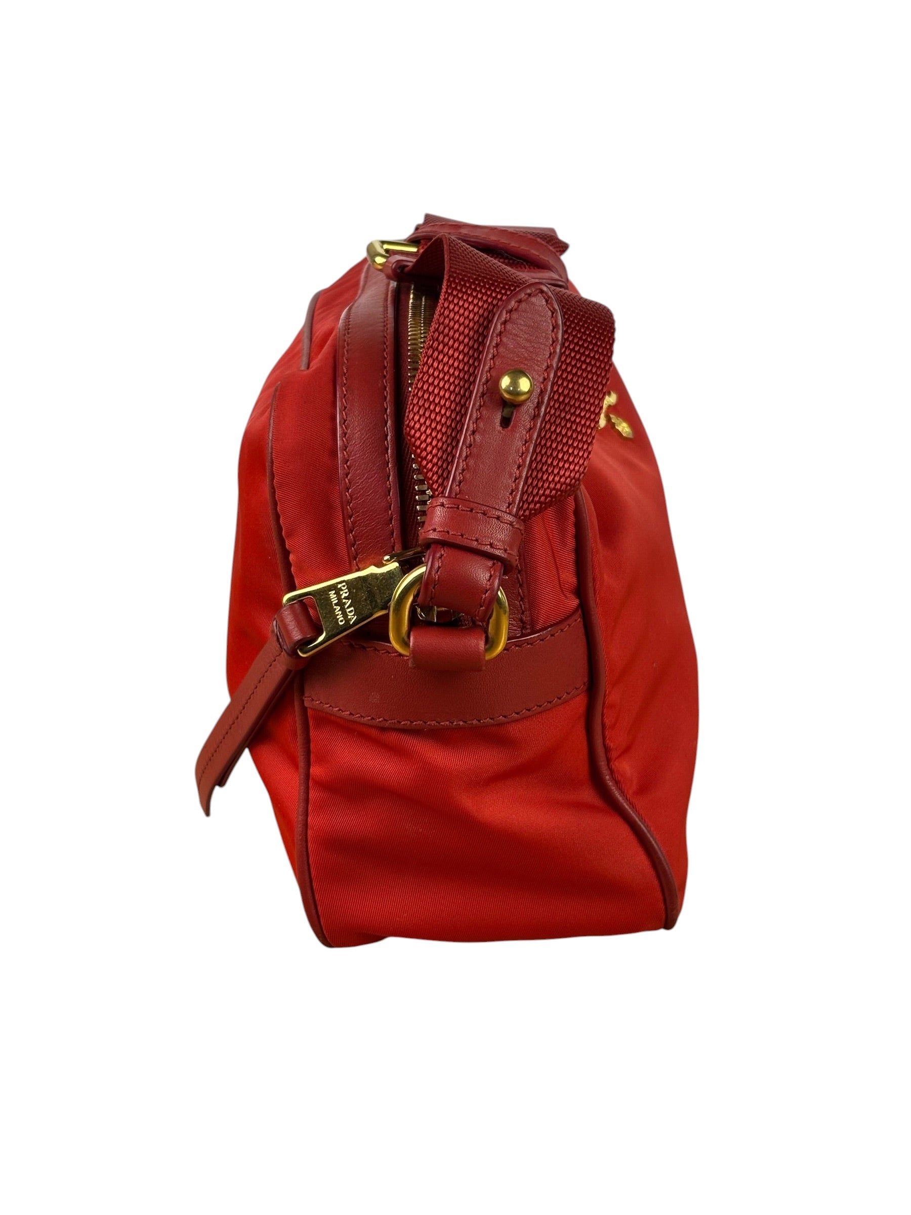 Prada Red Nylon Camera Crossbody Bag