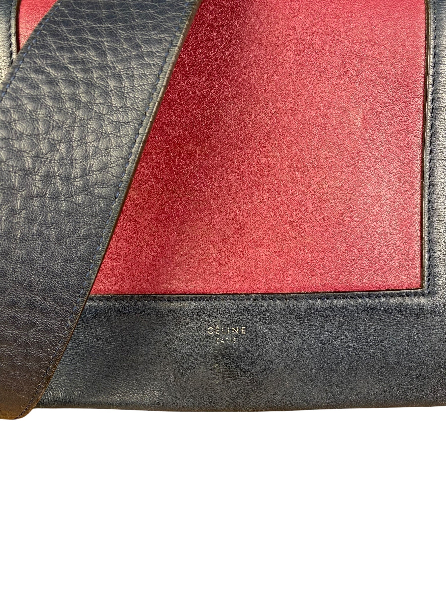 Celine Blue/Plum Leather Medium Frame Shoulder Bag