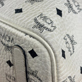 MCM White Leather Reversible Liz Shopper In Visetos Tote Bag
