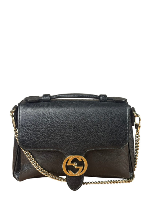 Gucci Black Calfskin Small Dollar Interlocking G Two-Way Bag