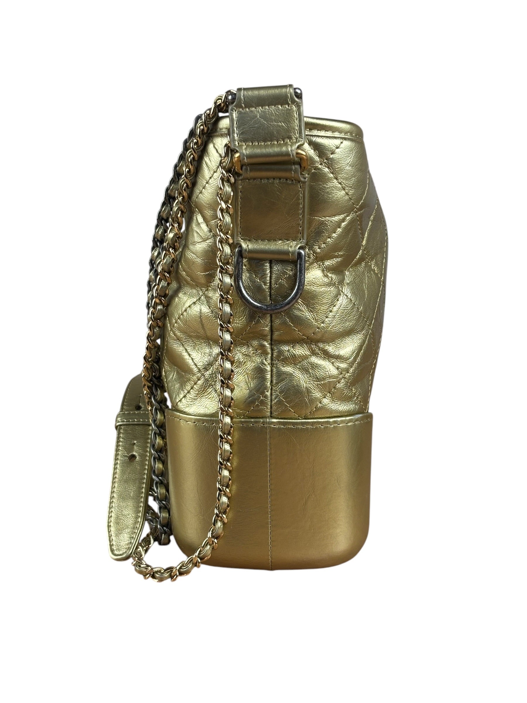 Chanel Gold Leather Gabrielle Hobo 2016