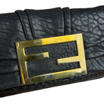 Fendi Black Leather Mini Chain Baguette