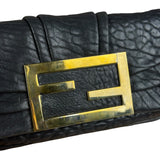 Fendi Black Leather Mini Chain Baguette