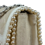 Chanel White Leather/Canvas Pearl Crossbody Flap 2003