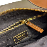 Prada Green/Brown Nylon/Leather Trim Crossbody Bag