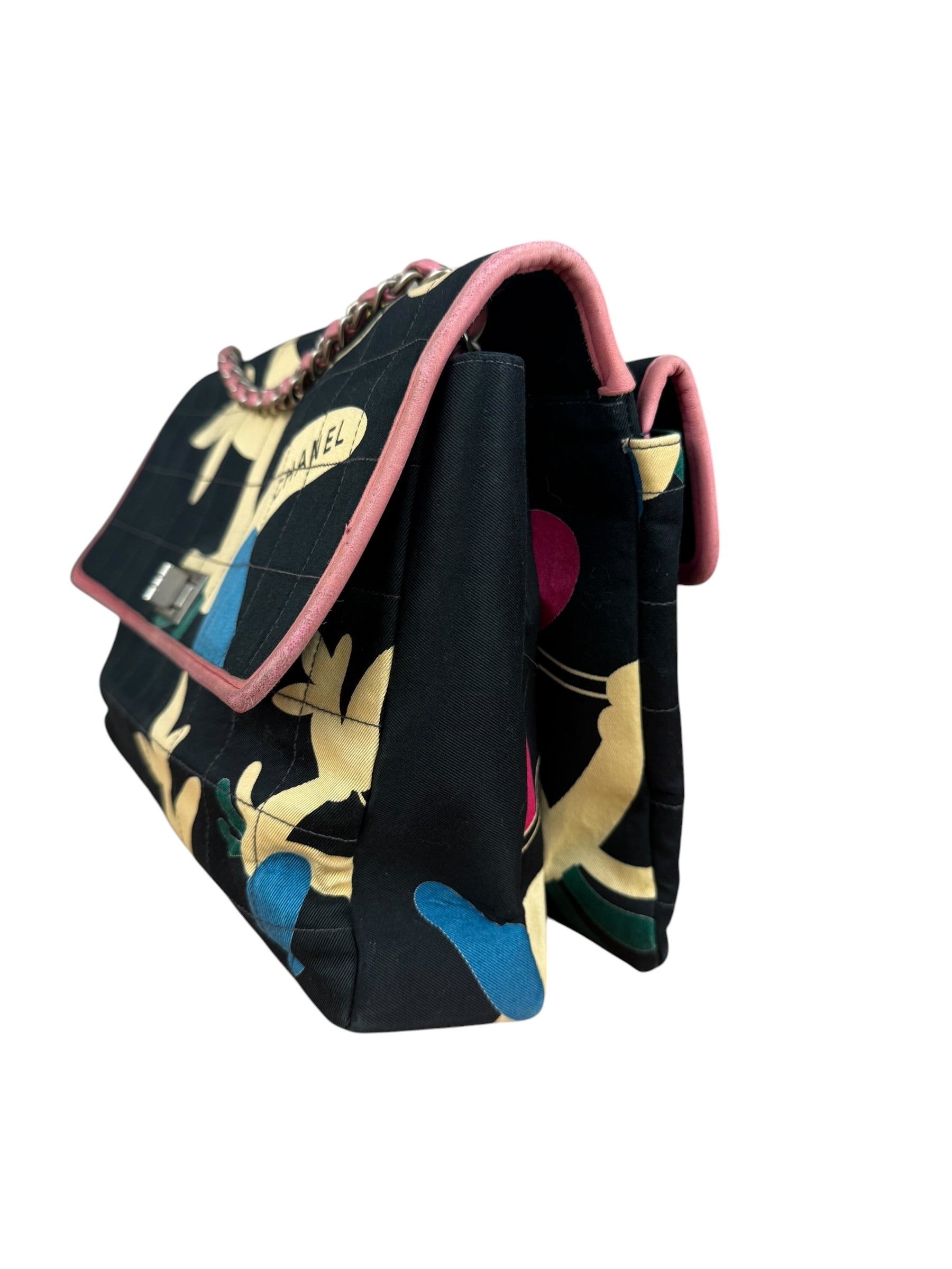 Chanel Multicolor Canvas Bird Print 2.55 Flap 2001