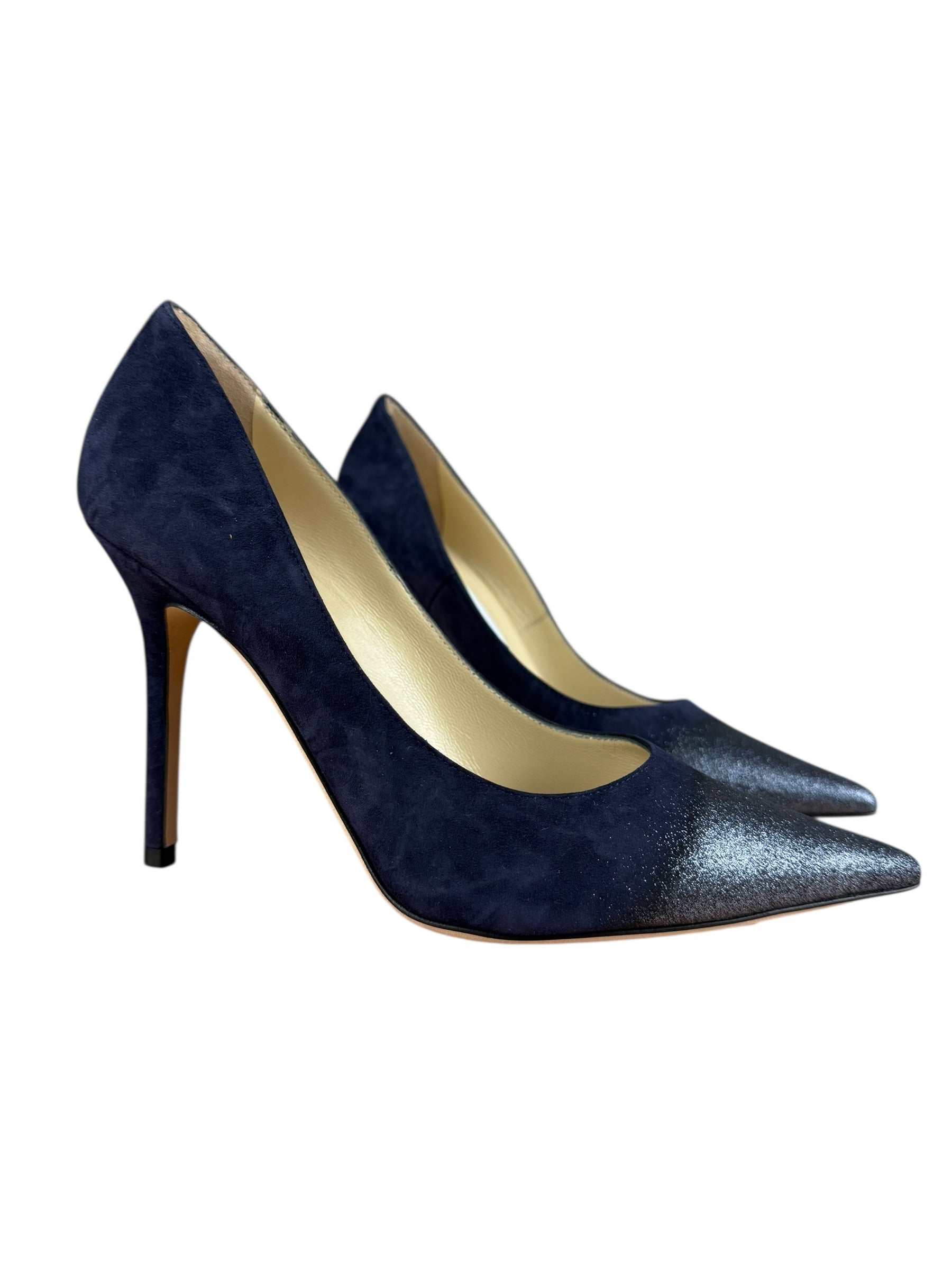 Jimmy Choo Romy Navy Blue Suede Pointed Toe Pumps