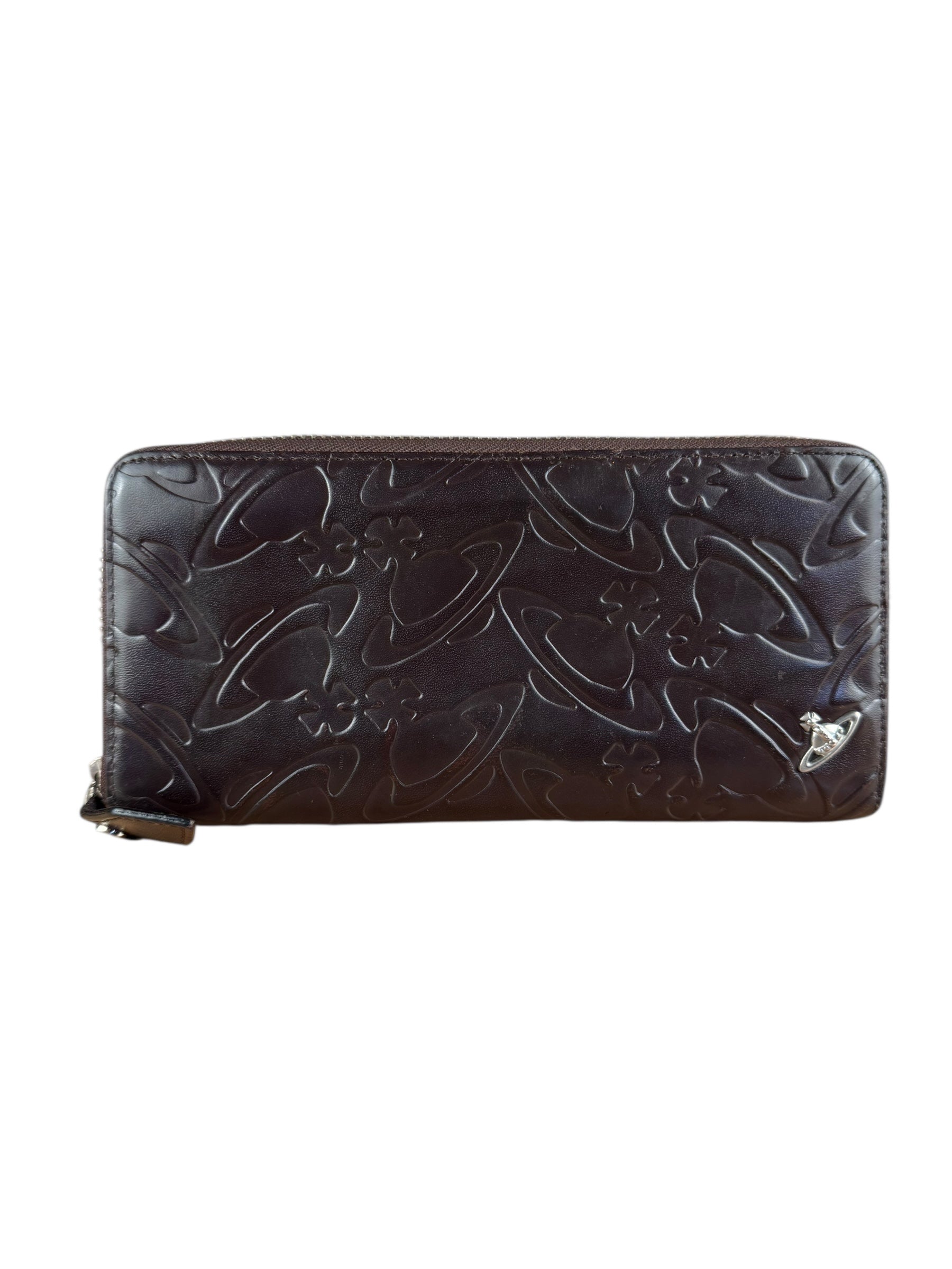 Vivienne Westwood Brown Leather Logo Zippy Wallet