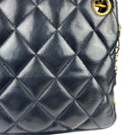 Chanel Vintage Black Quilted Leather Shoulder Bag 1987