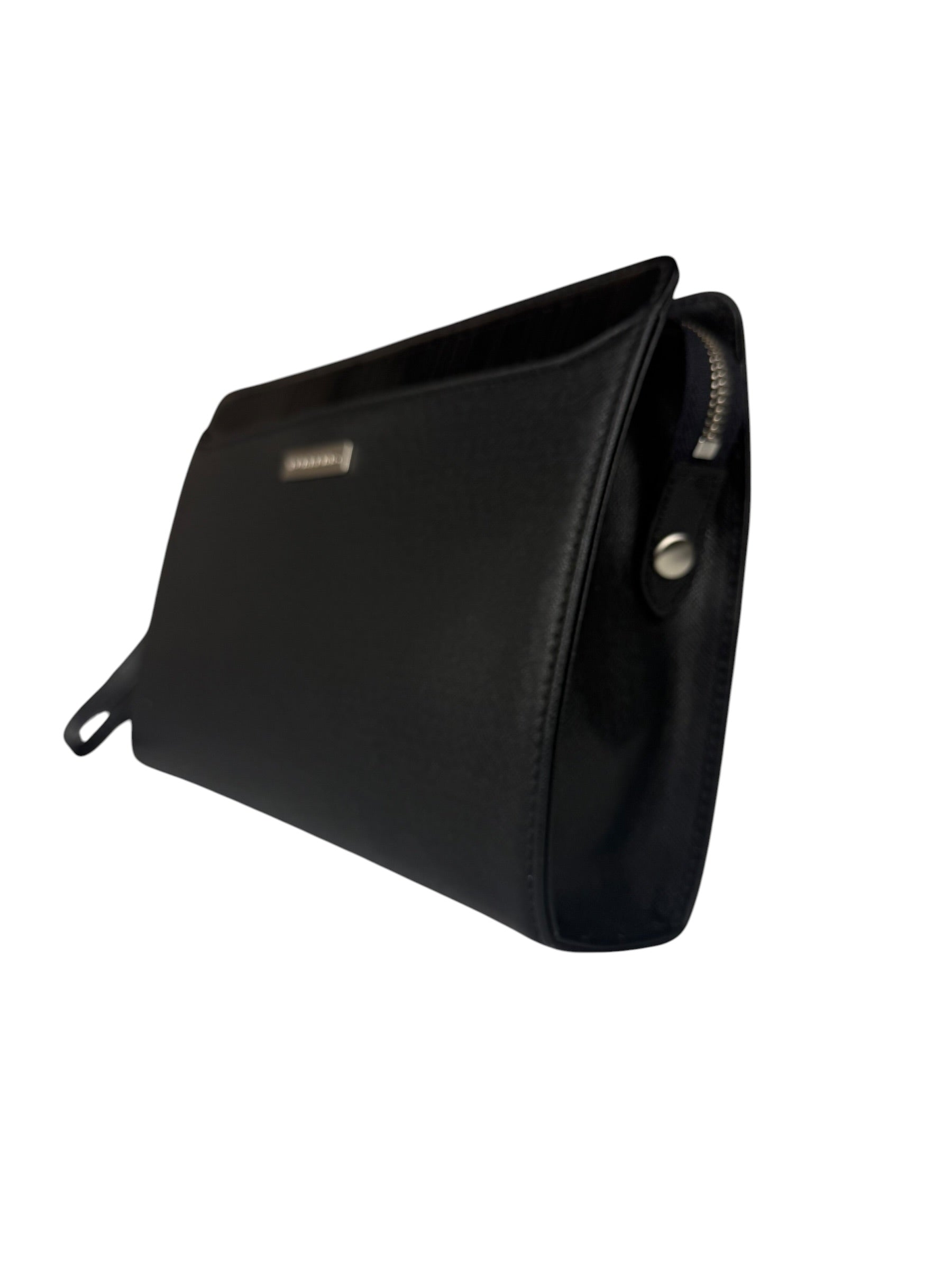 Burberry Black Leather Zip Clutch Pouch