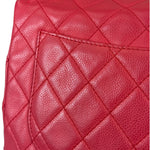 Chanel Red Quilted Caviar Leather Flap Bag 2008