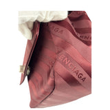 Balenciaga Burgundy Satin Jacquard Round S Lock Shoulder Bag