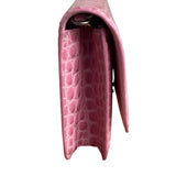 Balenciaga Pink Croc-Embossed Leather Chain B Wallet