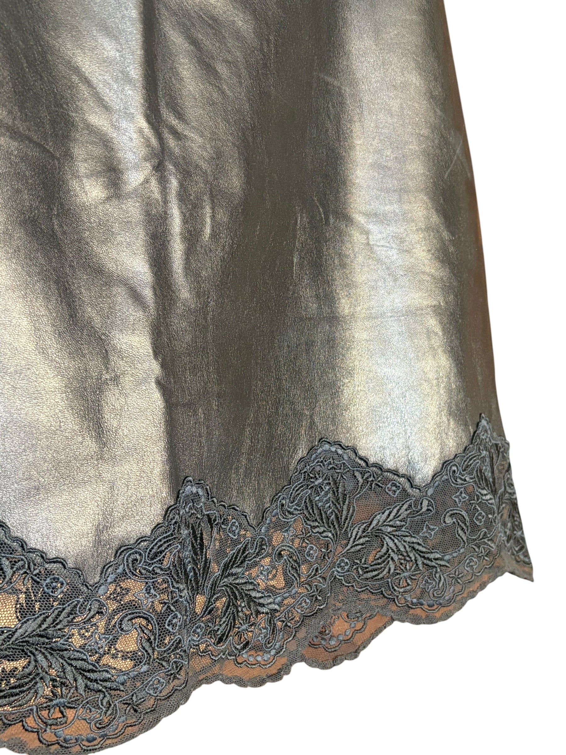 Louis Vuitton Black Leather Lace Skirt