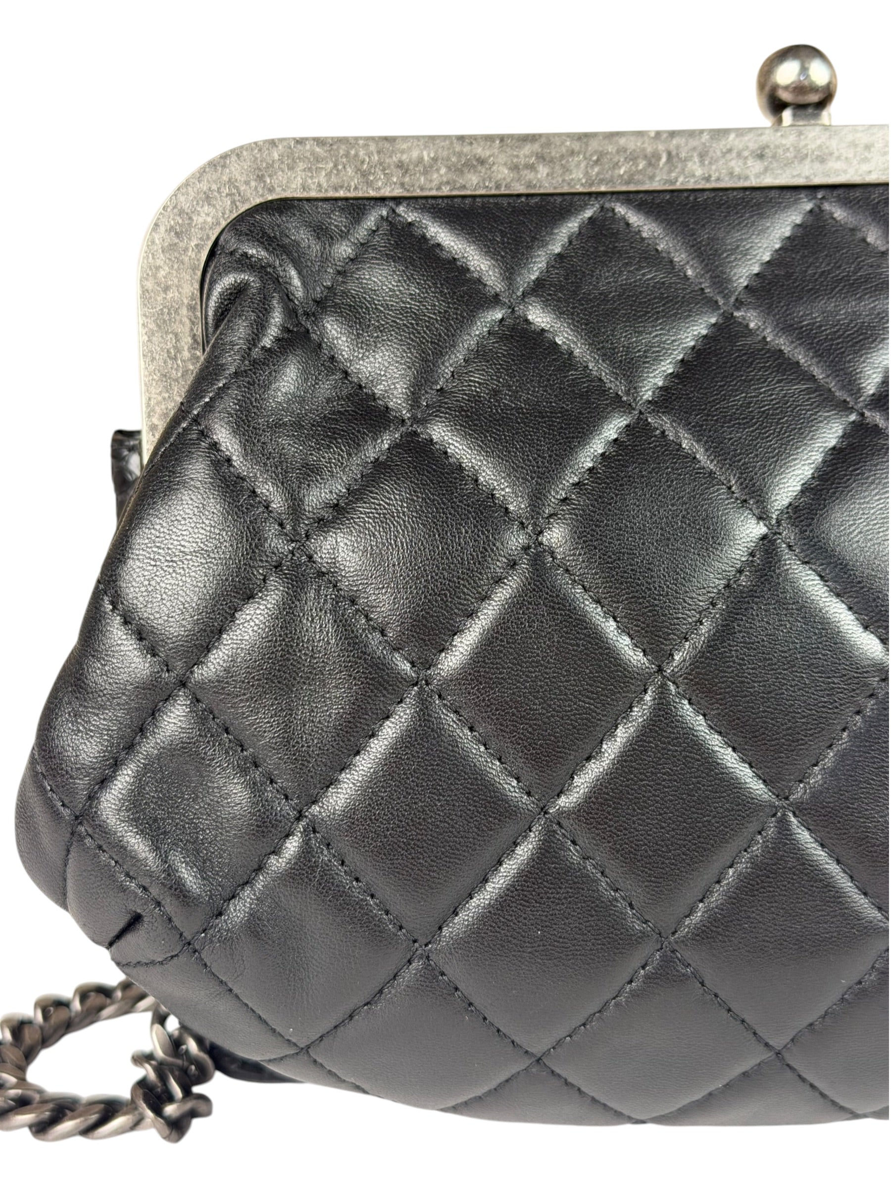 Chanel Black Python Leather Kiss-Lock Flap Bag 2015