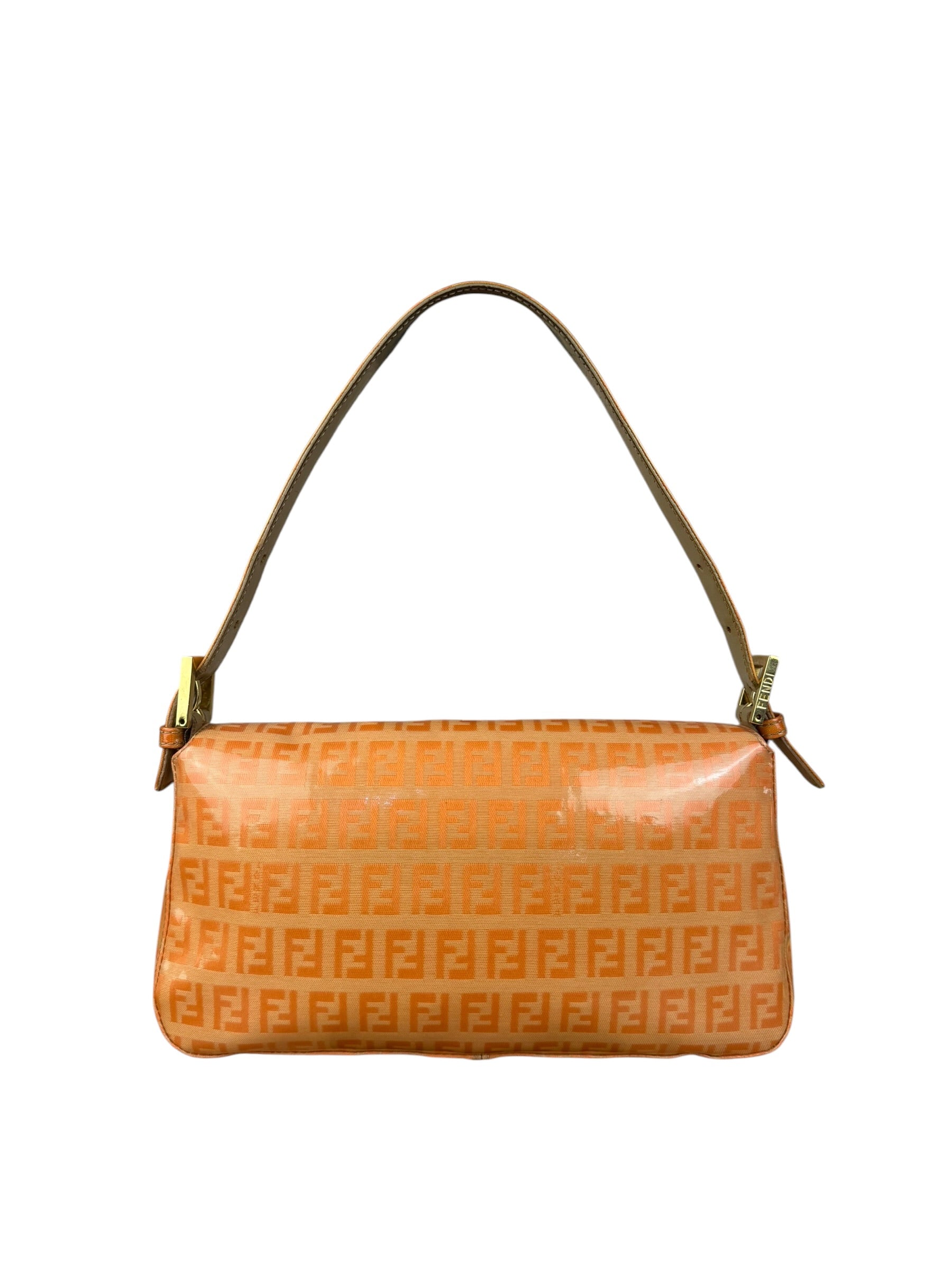 Fendi Vintage Orange Zucca Mamma FF Monogram Baguette