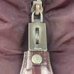 Prada Vintage Plum Nylon Leather Embossed Handbag