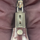 Prada Vintage Plum Nylon Leather Embossed Handbag