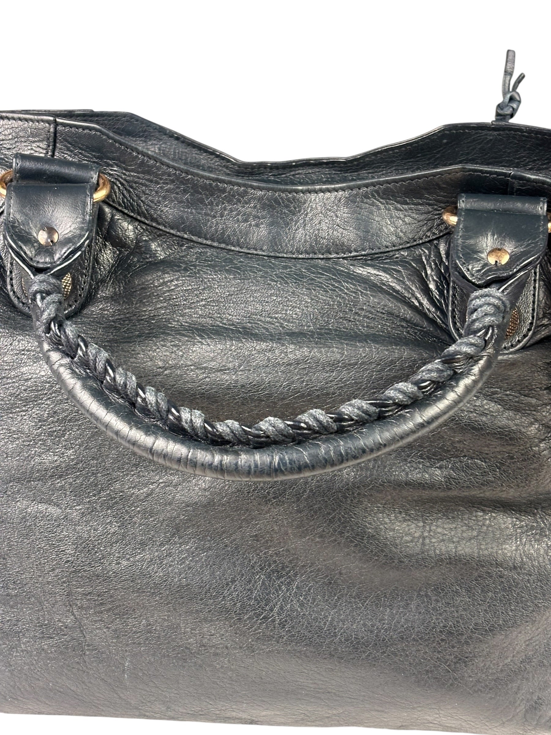 Balenciaga Vintage Navy Leather City Two-Way Bag