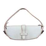 Loewe White Pebbled Leather Pink Trim Mini Boat Pochette