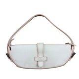 Loewe White Pebbled Leather Pink Trim Mini Boat Pochette