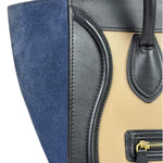 Celine Calfskin Leather/Suede Tri-Color Luggage Tote Bag