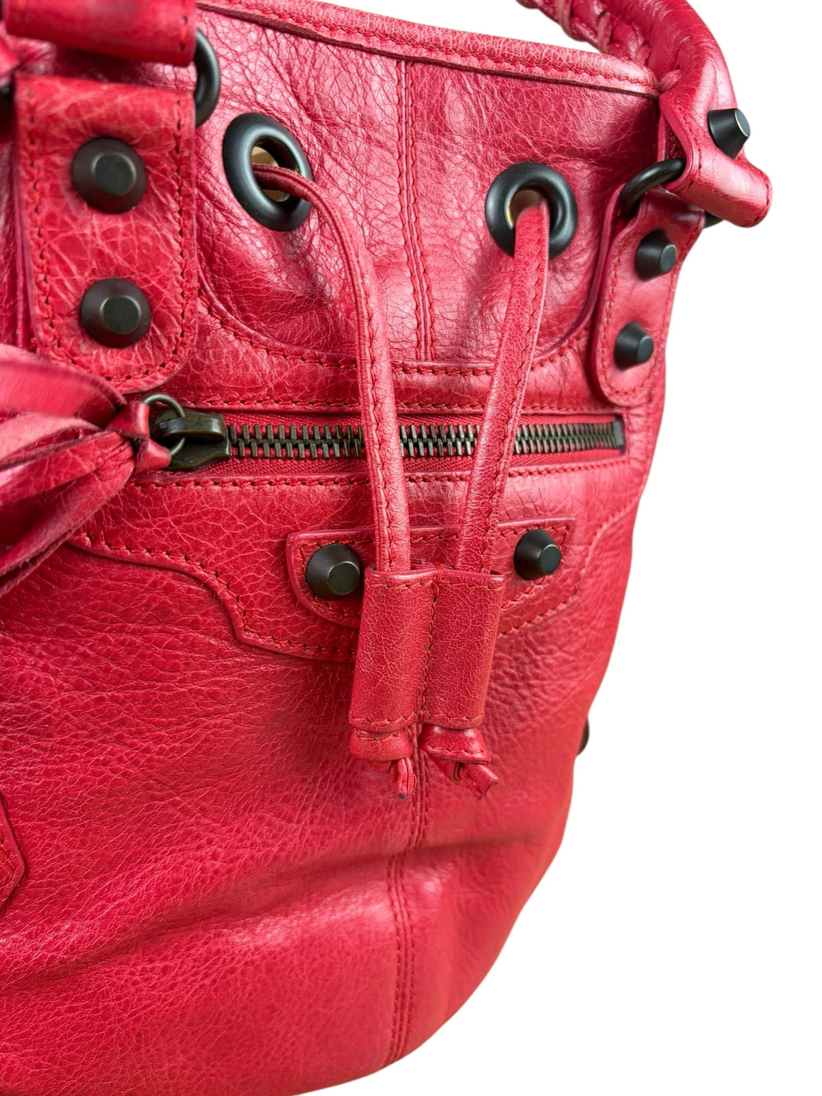 Balenciaga Fuchsia Pink Pompon Bucket Two-Way Bag