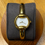 Gucci Gold Plated White Dial Bangle Bracelet