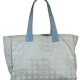 Chanel Blue Leather Trim New Travel Tote Bag 2002